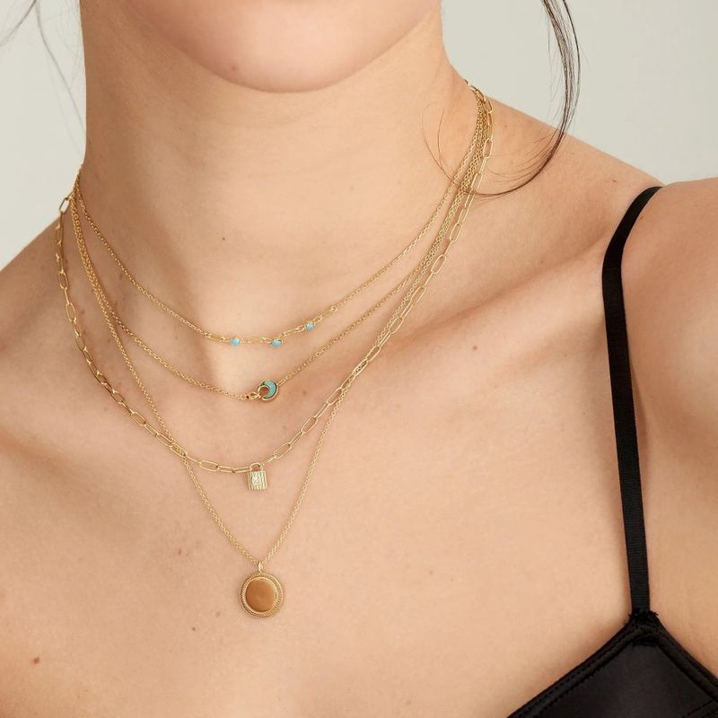 Silver Gold Plated Chunky Chain Padlock Necklace