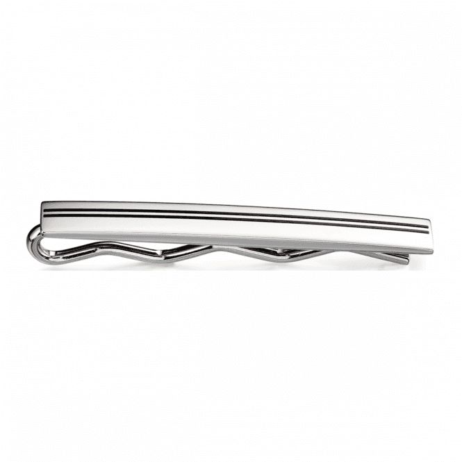 Stainless Steel Black Stripe Tie Clip