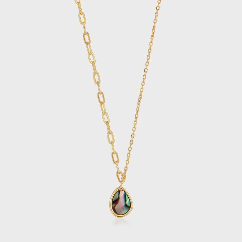 Silver Gold Plated Tidal Abalone Mixed Link Necklace