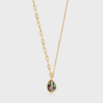 Silver Gold Plated Tidal Abalone Mixed Link Necklace