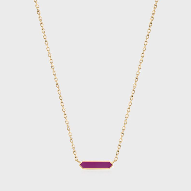 Berry Enamel Bar Silver Gold Plated Necklace