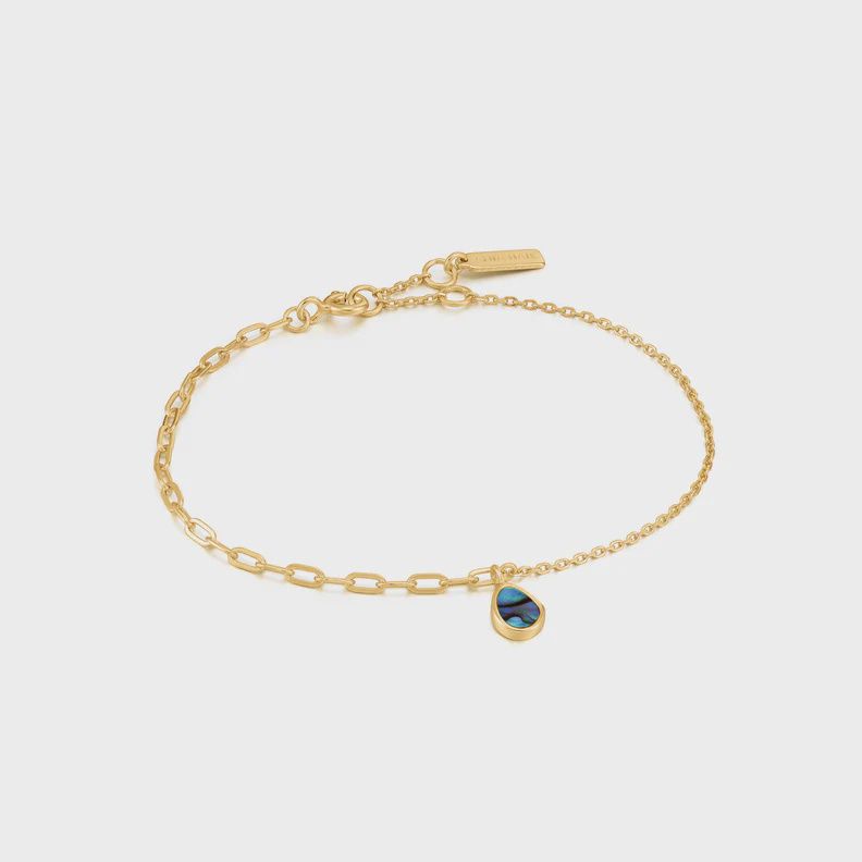 Silver Gold Plated Tidal Abalone Mixed Link Bracelet