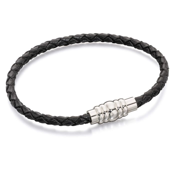 S/Steel Skinny Leather Bracelet Magnetic Clasp