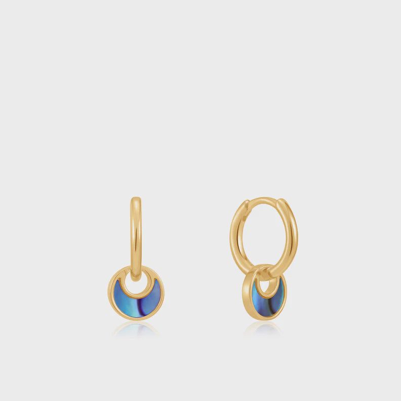 Silver Gold Plated Tidal Abalone Crescent Huggie Hoops