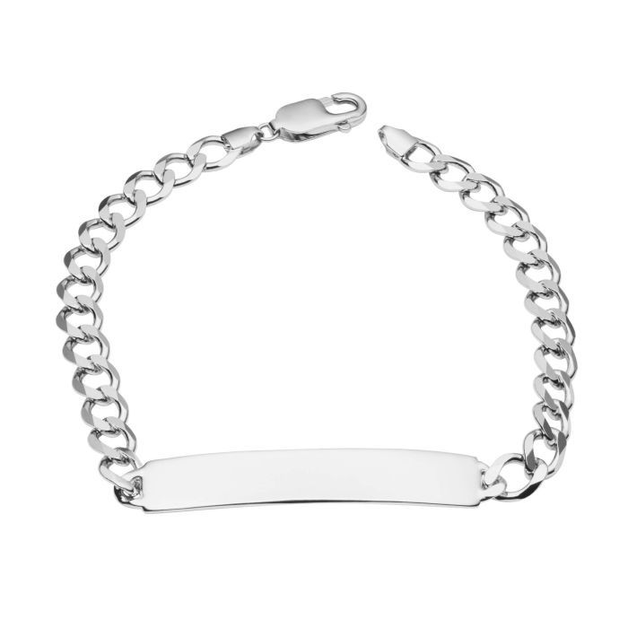 Silver Mens ID Bar Bracelet