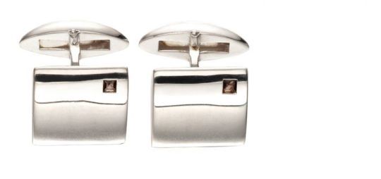 Silver Smokey Quartz Square Cufflinks
