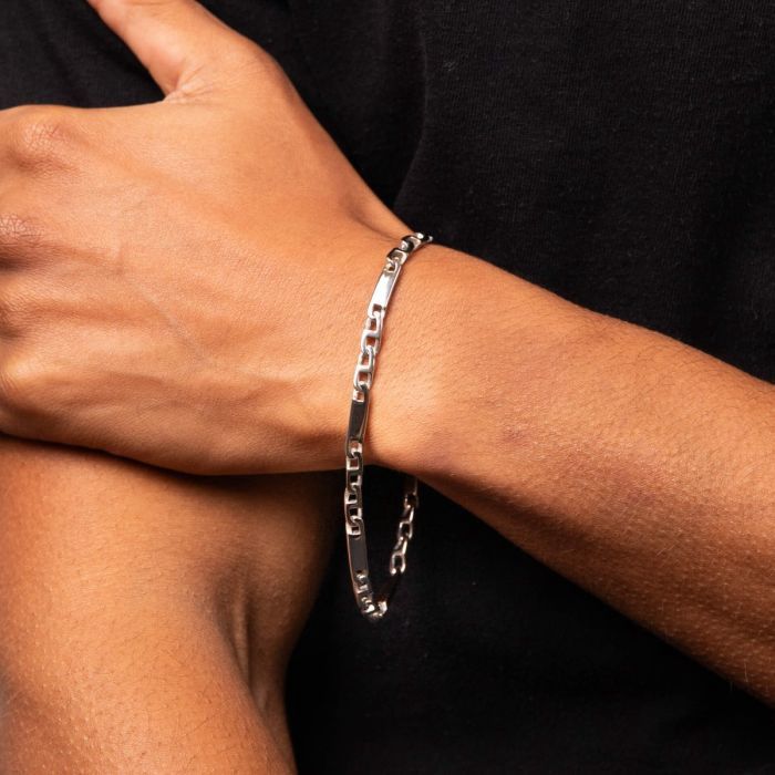 Stainless Steel Men's Bar Chain Bracelet