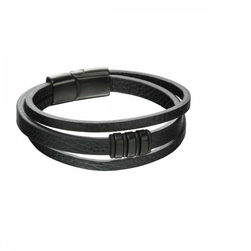 Stainless Steel Black IP 3 Row Bracelet