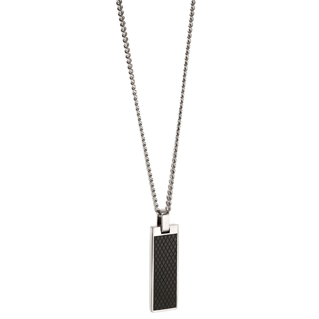 Stainless Steel Black IP Criss Cross Textured Dog Tag