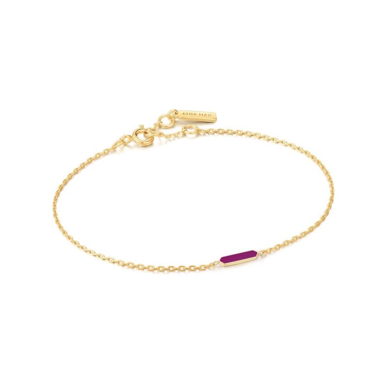 Silver Gold Plated Berry Enamel Bar Bracelet
