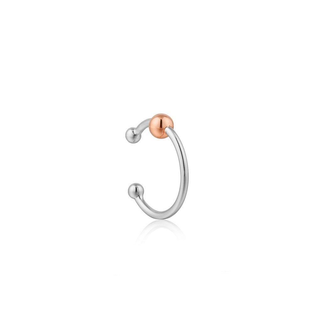 Rose Gold Orbit Silver Ear Cuff