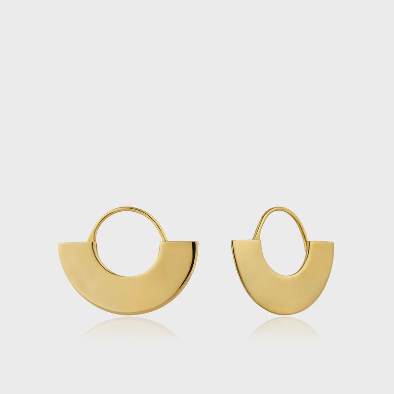 Gold Geometry Fan Hoop Earrings