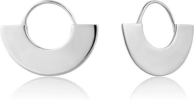 Silver Geometry Class Flat Hoop Earrings
