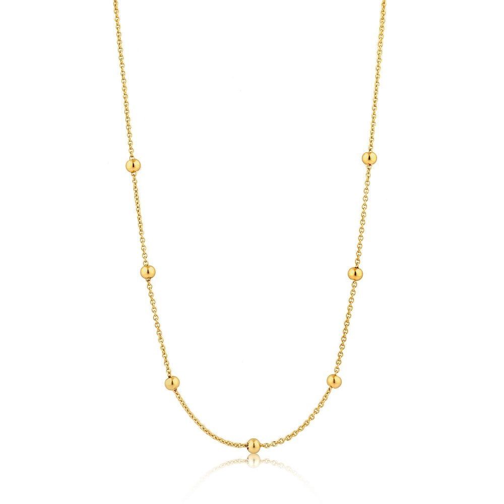 Silver Gold Plated Orbit Beaded Necklace