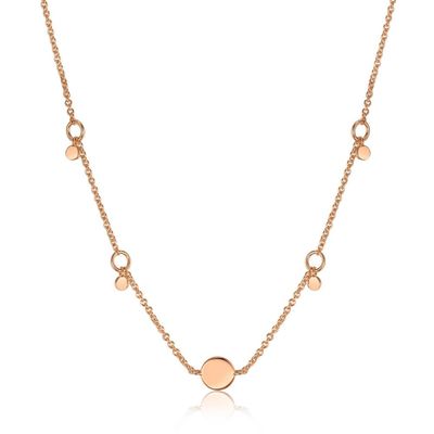 Silver Rose Gold Plated Geometry Drop Discs Necklace