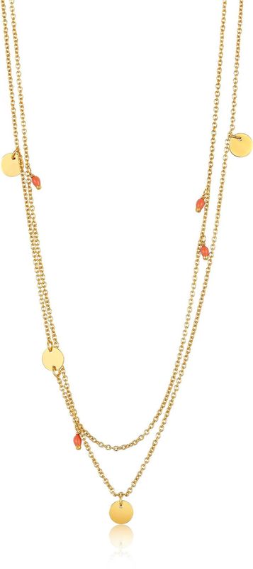 Silver Gold Plated Dots Coral Enamel Necklace