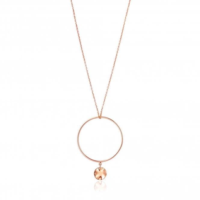 Silver Rose Gold Plated Ripple Circle Necklace
