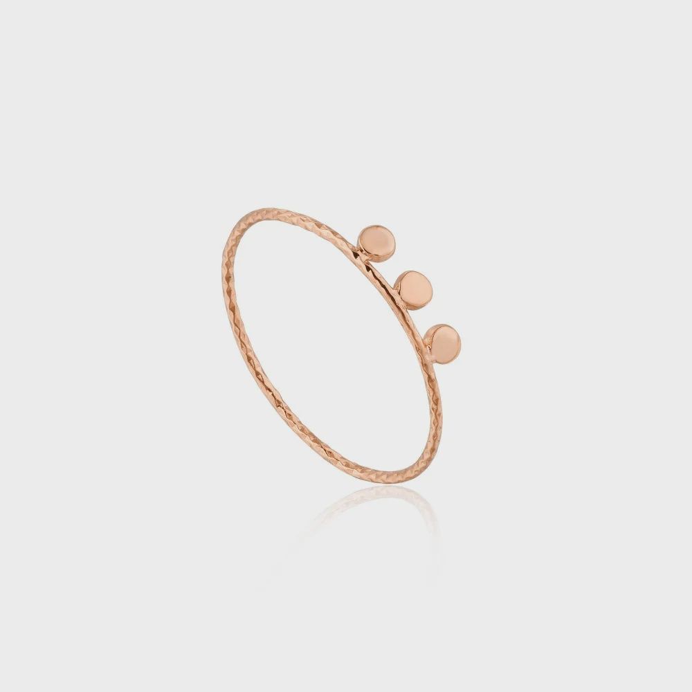 Silver Rose Gold Plated Textured Triple Dot Ring