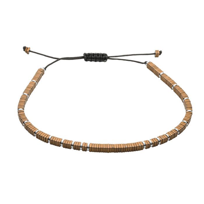 Black Cord Bracelet with Bronze Men&#39;s Hematite