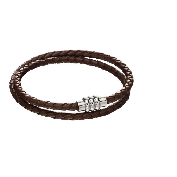 Men&#39;s Double Row Wrap-around Leather Bracelet