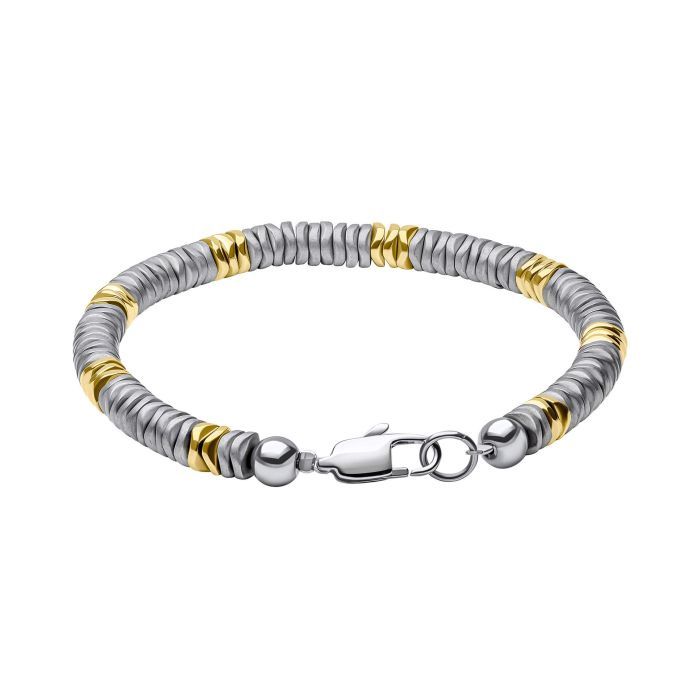 Men&#39;s Stainless Steel Bracelet with Hematite, Colour: Stainless Steel Gold Plated