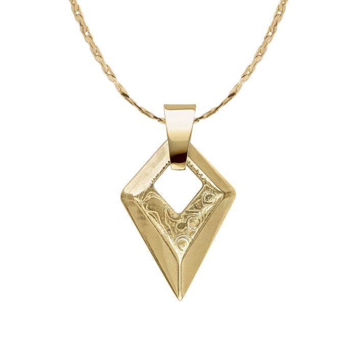 Men&#39;s Damascus Steel Arrowhead Pendant