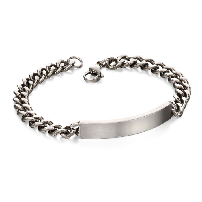 Brushed Stainless Steel Men&#39;s ID Bracelet