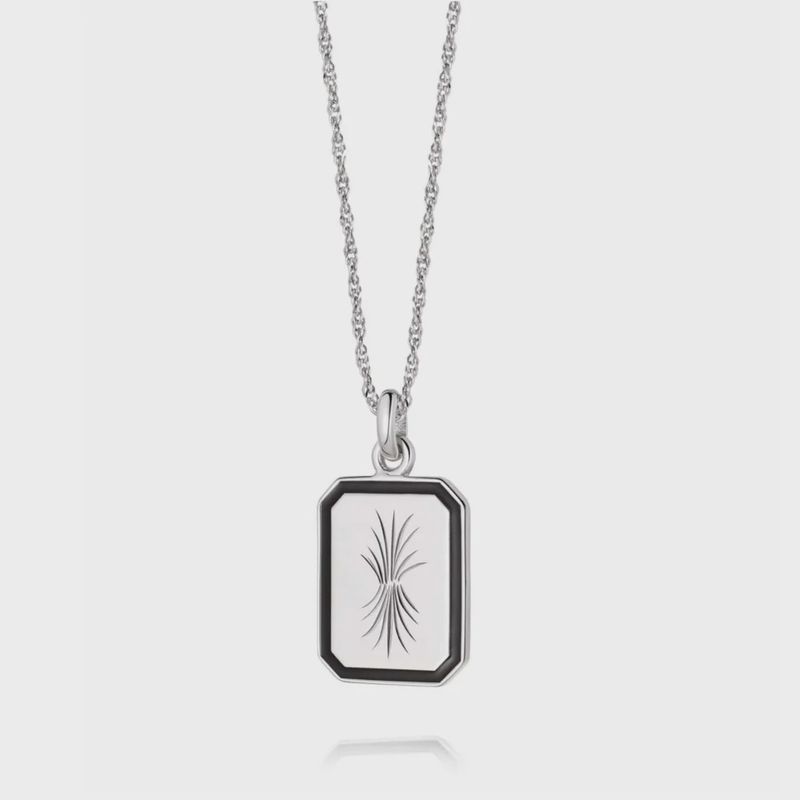 Sterling Silver Bold Engraved Enamel Necklace