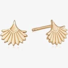 Silver Gold Plated Palm Fan Stud Earrings
