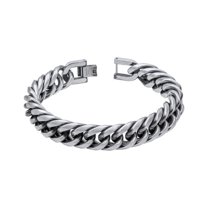 Stainless Steel Oxidised Foxtail Bracelet 21.5cm