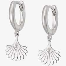 Sterling Silver Palm Fan Drop Earrings