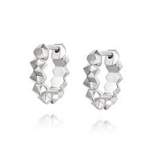 Sterling Silver Studded Huggie Hoop Earring