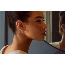 Sterling Silver Studded Huggie Hoop Earring