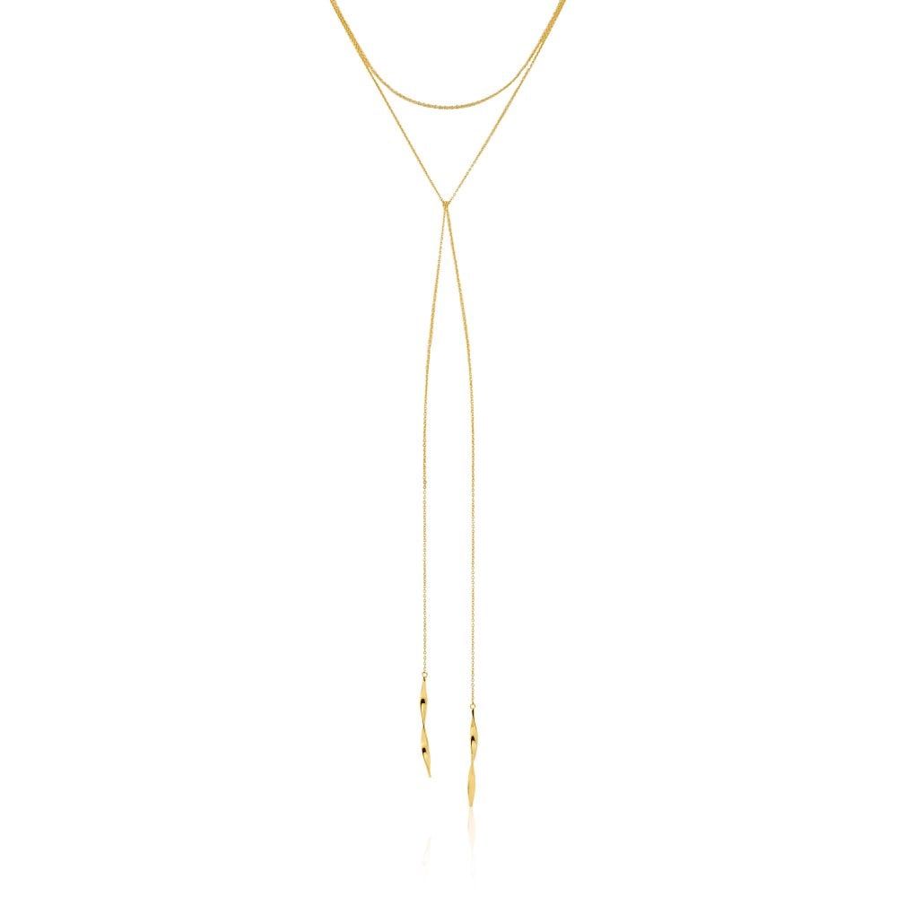Silver Gold Plated Helix Lariat Necklace