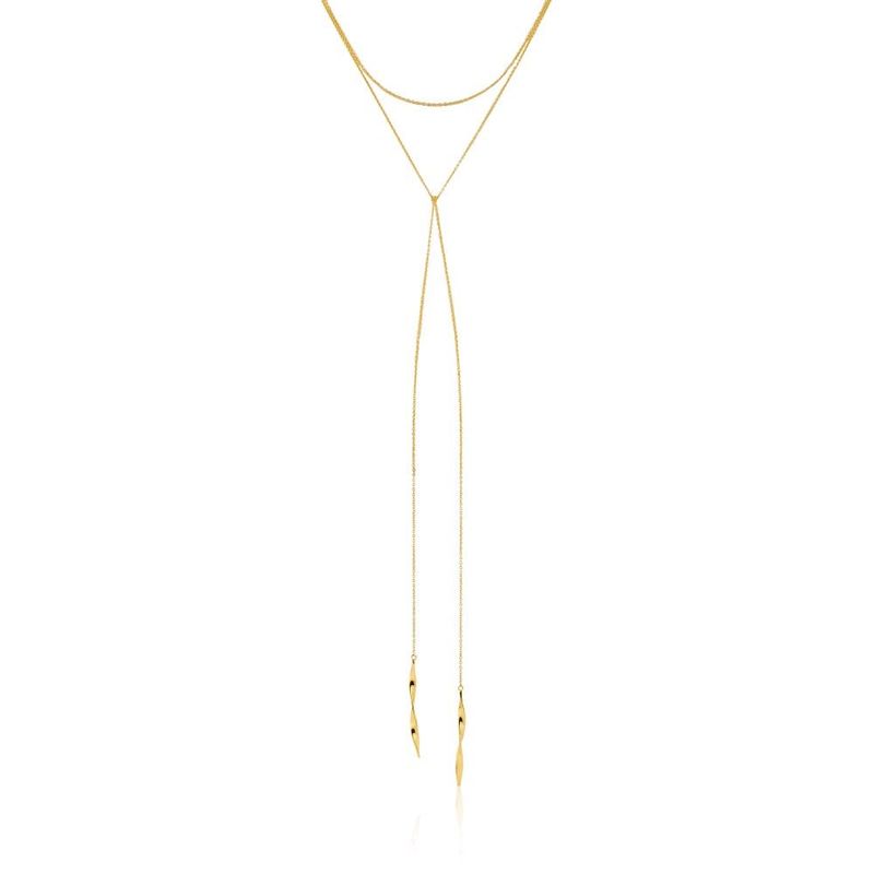 Silver Gold Plated Helix Lariat Necklace