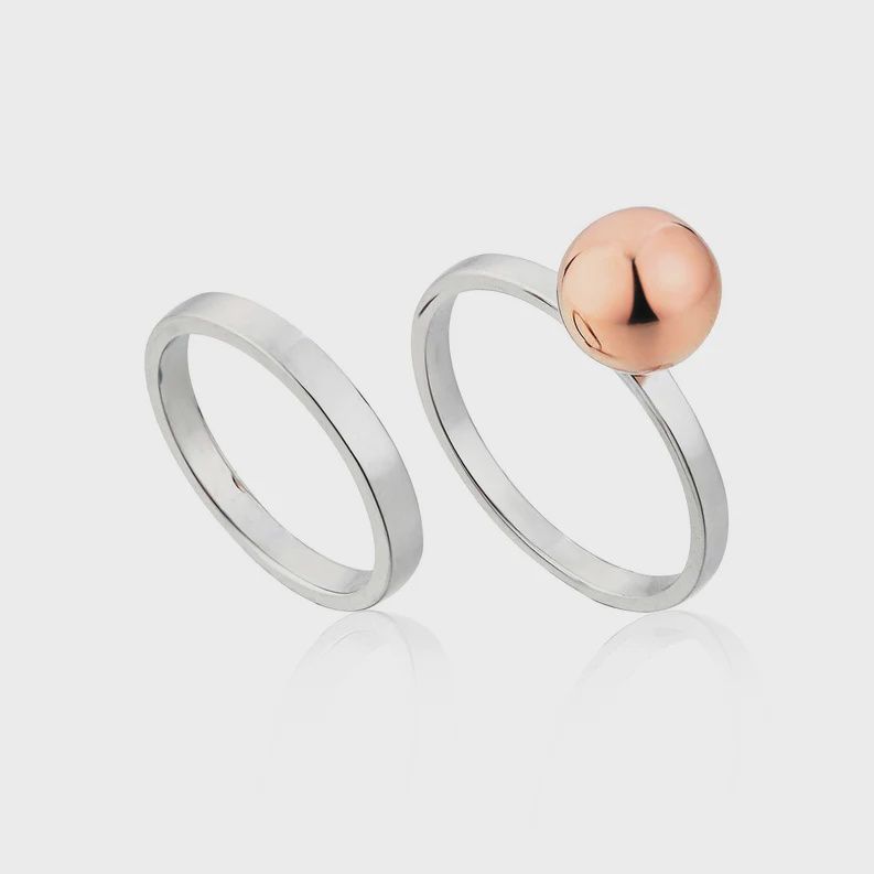 Silver Orbit Double Ring Set