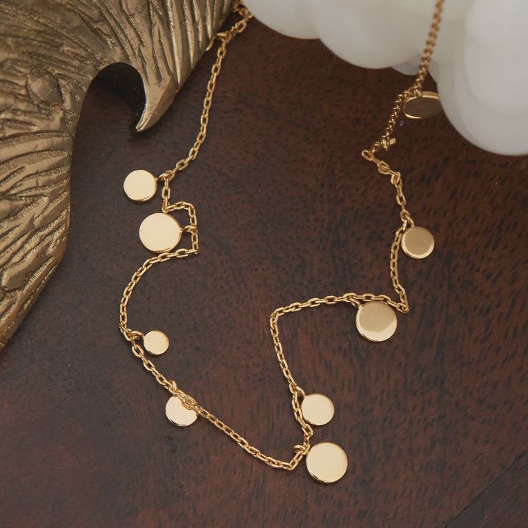 Silver Gold Plated Geometry Mixed Disc Necklace
