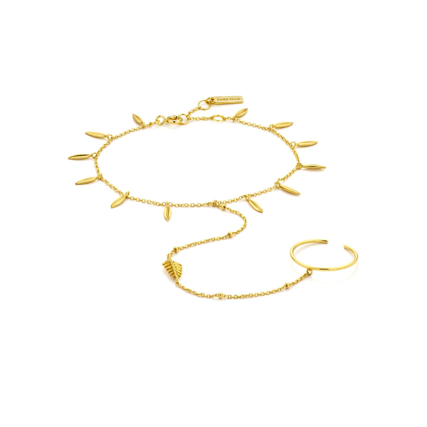 Silver Gold Plated Tropic Hand Chain Bracelet