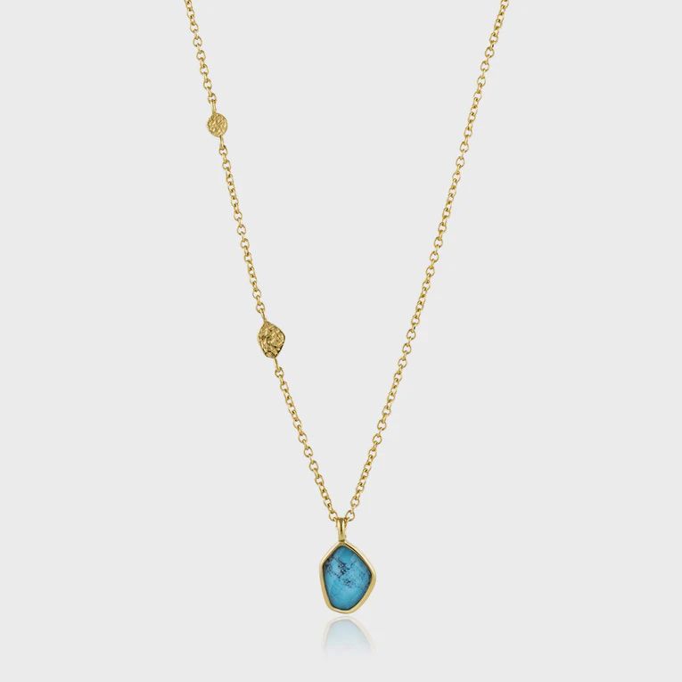 Silver Gold Plated Turquoise Pendant Necklace