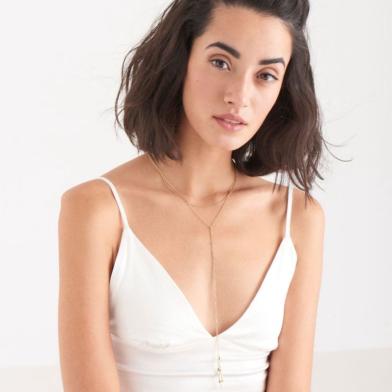 Silver Gold Plated Helix Lariat Necklace
