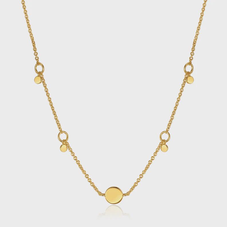 Silver Gold Plated Geometry Drop Discs Necklace