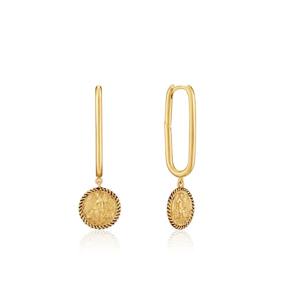 Silver Gold Plated Digger Winged Goddess Hoop Earrings