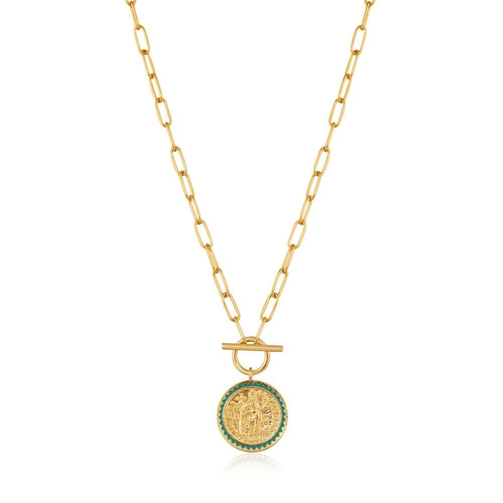 Silver Gold Plated Digger Emperor T-Bar Necklace