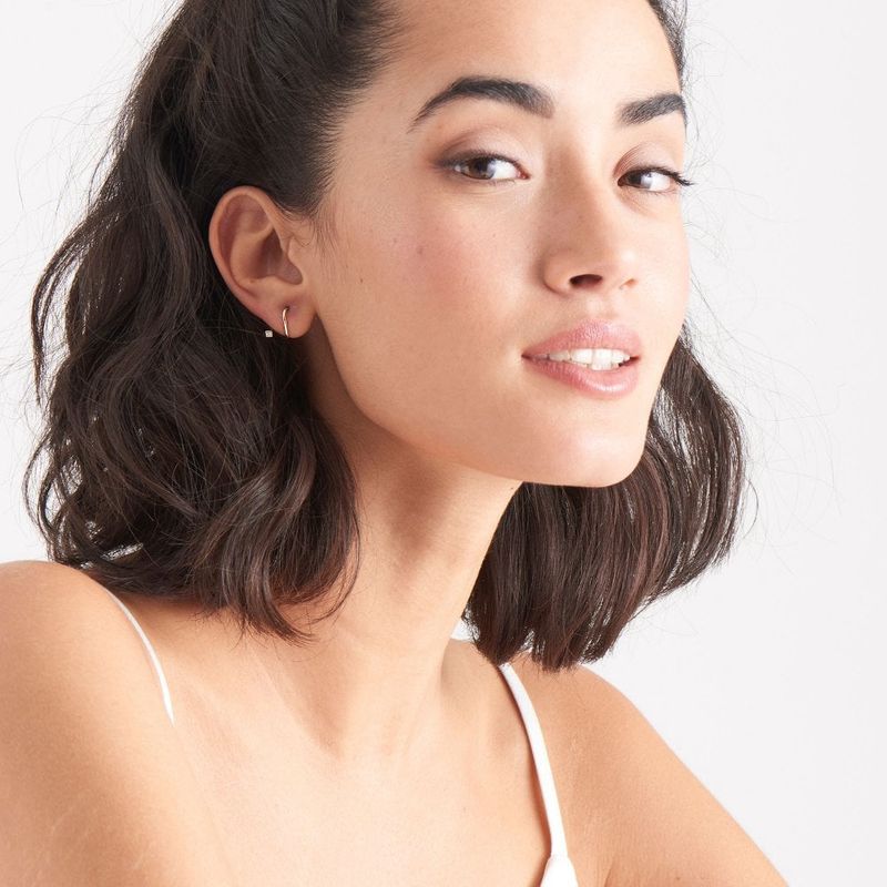 Ear We Go Silver Gold Plated Twist Square Sparkle Earrings
