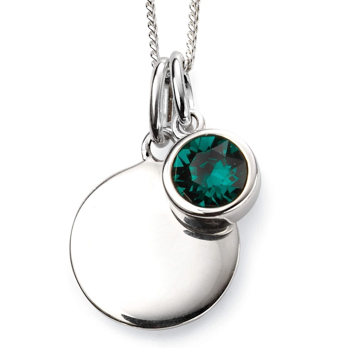 Silver Emerald Crystal May Birthstone Necklace