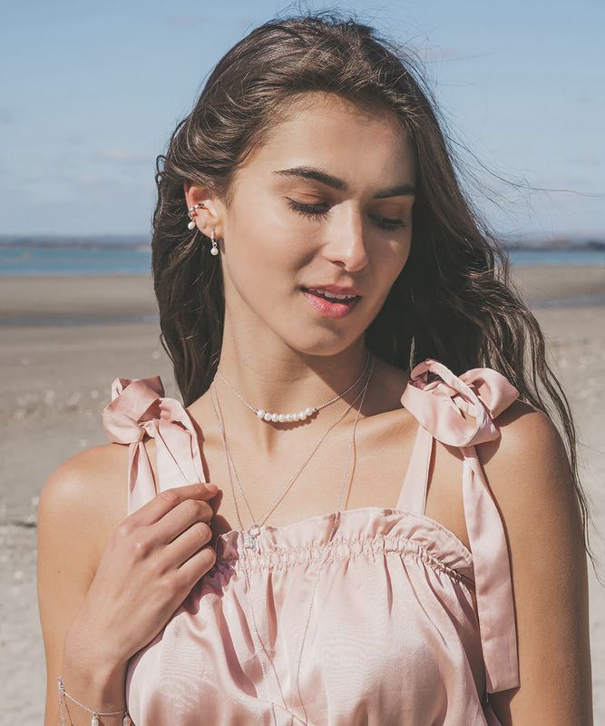 Sterling Silver Angelica Pearl Choker Necklace