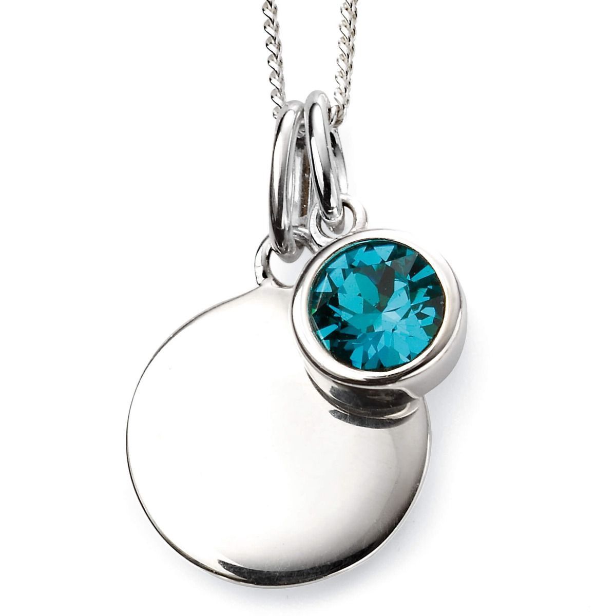 Silver Blue Zircon December Birthstone Necklace