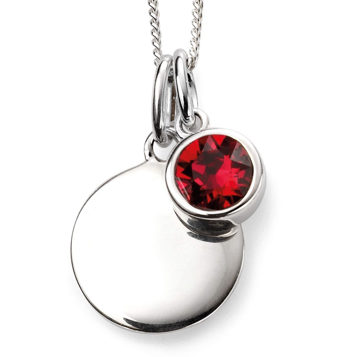 Silver Ruby Crystal July Birthstone Necklace