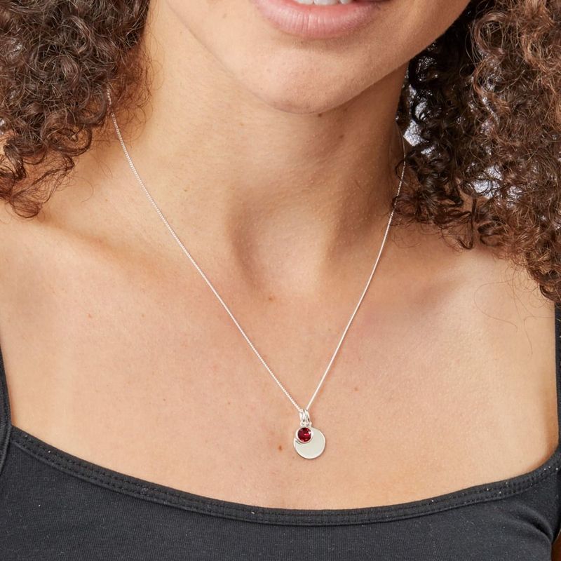 Silver Ruby Crystal July Birthstone Necklace