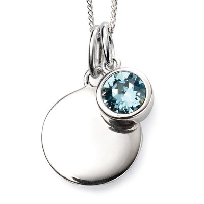 Silver Aquamarine Crystal March Birthstone Necklace